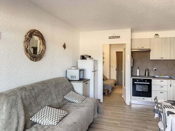 TV - Air-Conditioned Studio Near Beach with Pool and Parking in Bormes-les-Mimosas (Bormes-les-Mimosas)