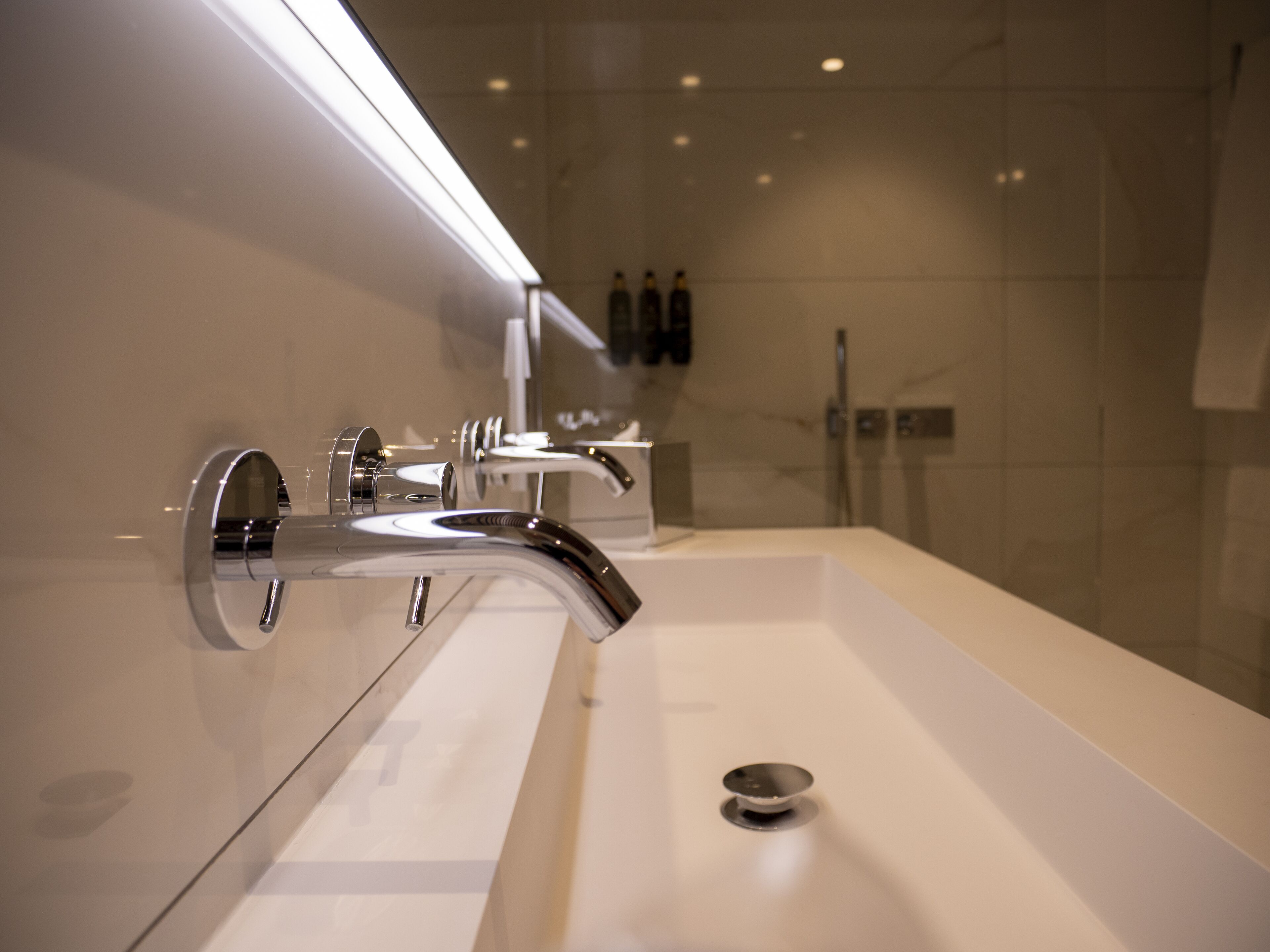 comfort double room | bathroom | rainfall showerhead, hair dryer, heated floors, towels