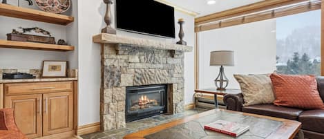 TV, fireplace