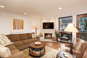 Condo (Concept 600 two bedroom) | Living room | 42-inch flat-screen TV with satellite channels, TV, fireplace - Concept 600 Condos by iTrip Aspen Snowmass (Aspen)
