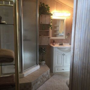 Shower, hair dryer, towels, soap - Little Cottage in the Woods (Spring Branch)
