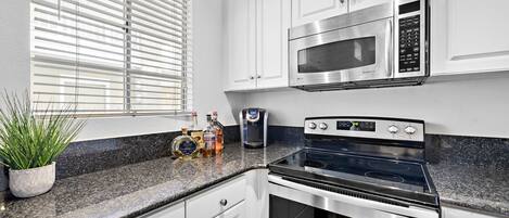 Fridge, microwave, oven, dishwasher