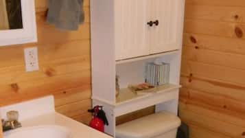 Shower, towels, soap, toilet paper