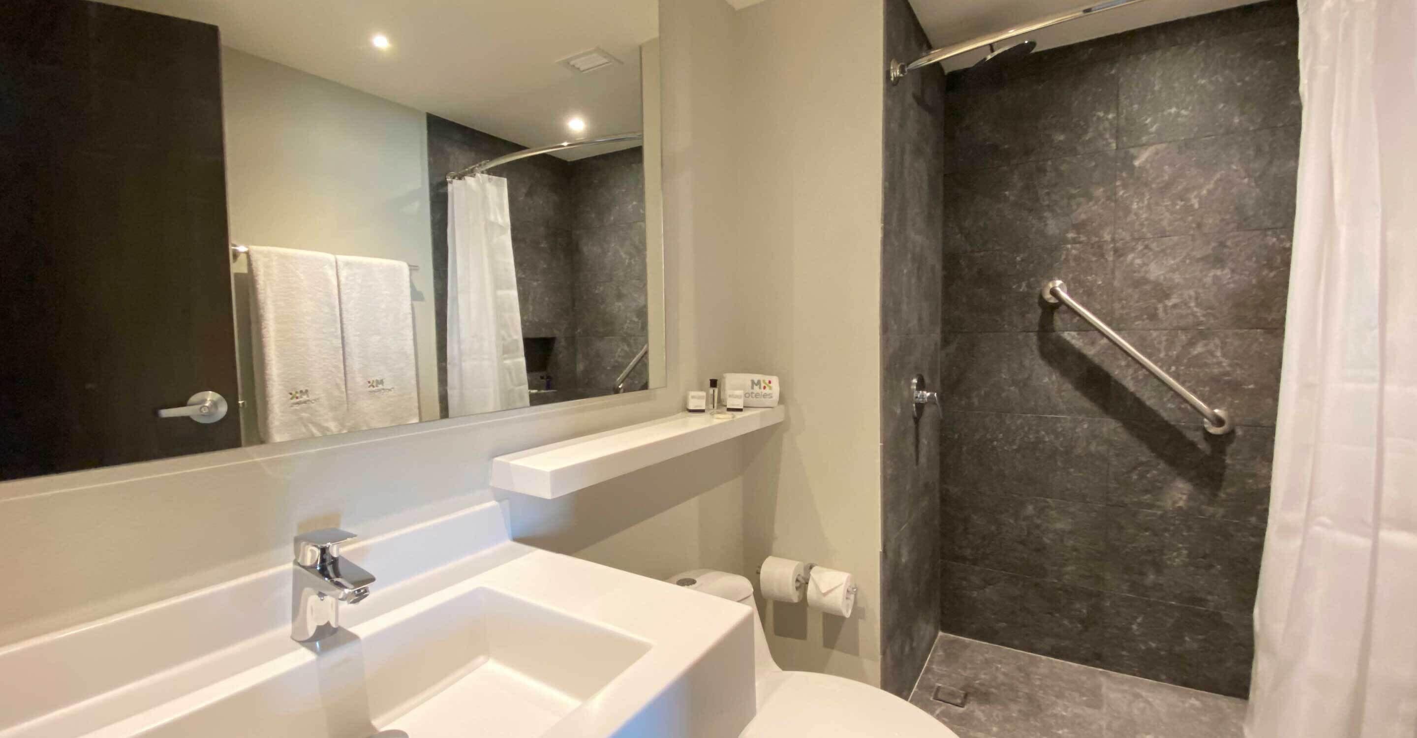 shower, soap, shampoo, toilet paper