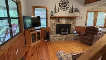 Smart TV, fireplace, video games, foosball