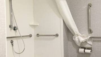 Hydromassage showerhead, hair dryer, soap, shampoo