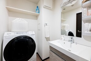 Hair dryer, towels