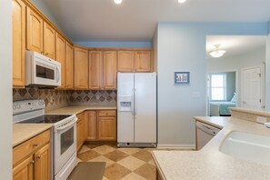 Fridge, microwave, oven, dishwasher