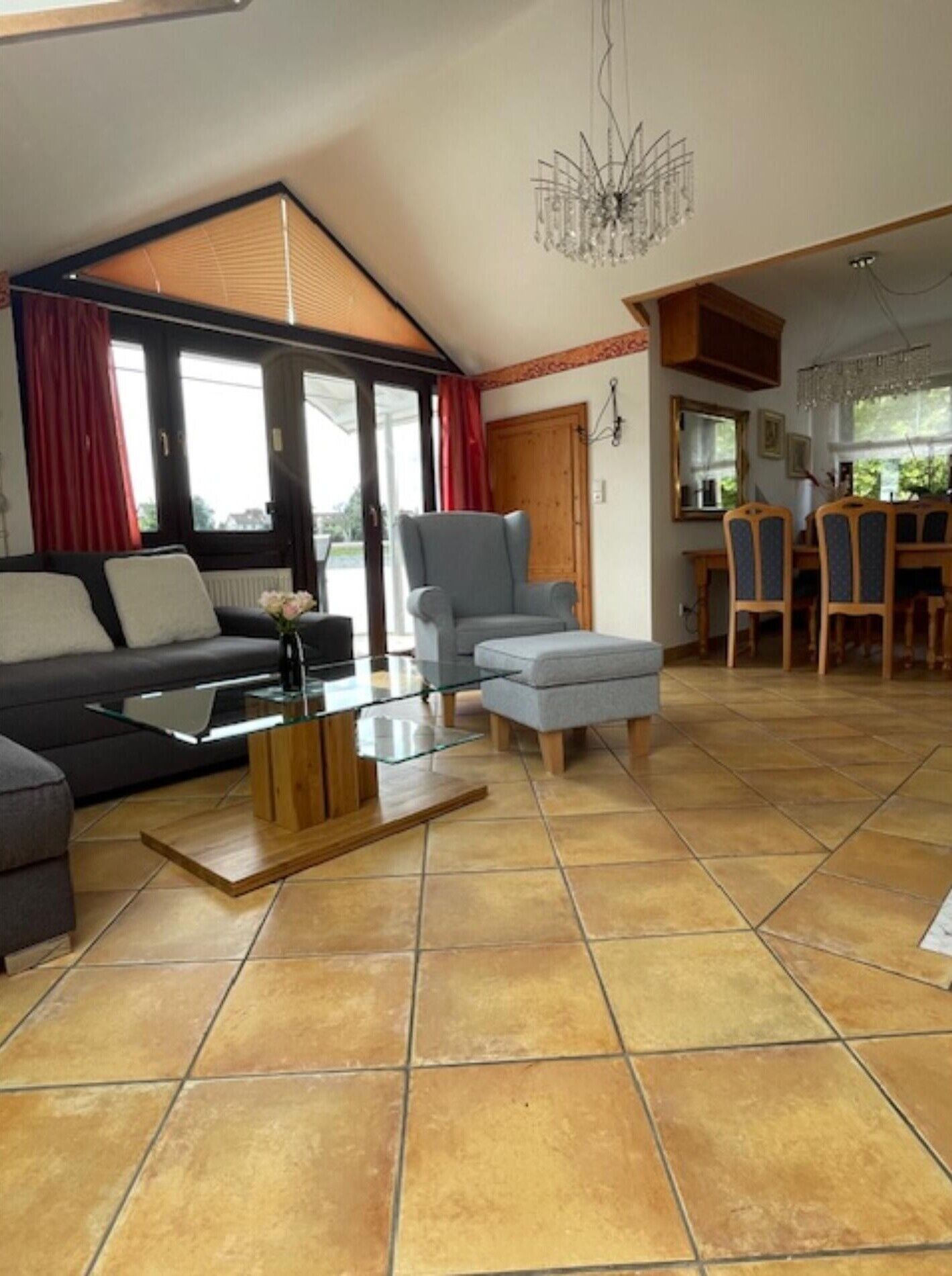 Télévision, cheminée, lecteur de DVD, table de tennis de table