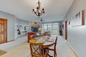 TV, fireplace - Sugar Mountain Condo Near Ski Resort w/Free WiFi, AC, Fireplace, Balcony, & W/D (Sugar Mountain)