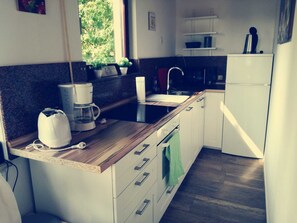 Fridge, microwave, oven, dishwasher