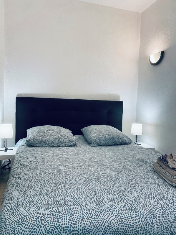 1 chambre, fer et planche à repasser