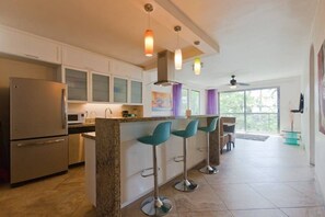 Fridge, microwave, dishwasher, toaster