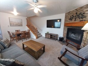 TV, fireplace, DVD player