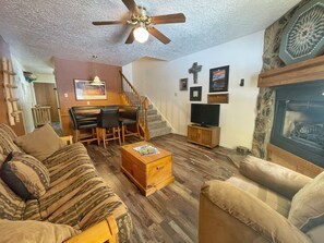 TV, fireplace, DVD player