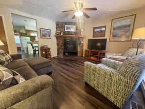 TV, fireplace, DVD player