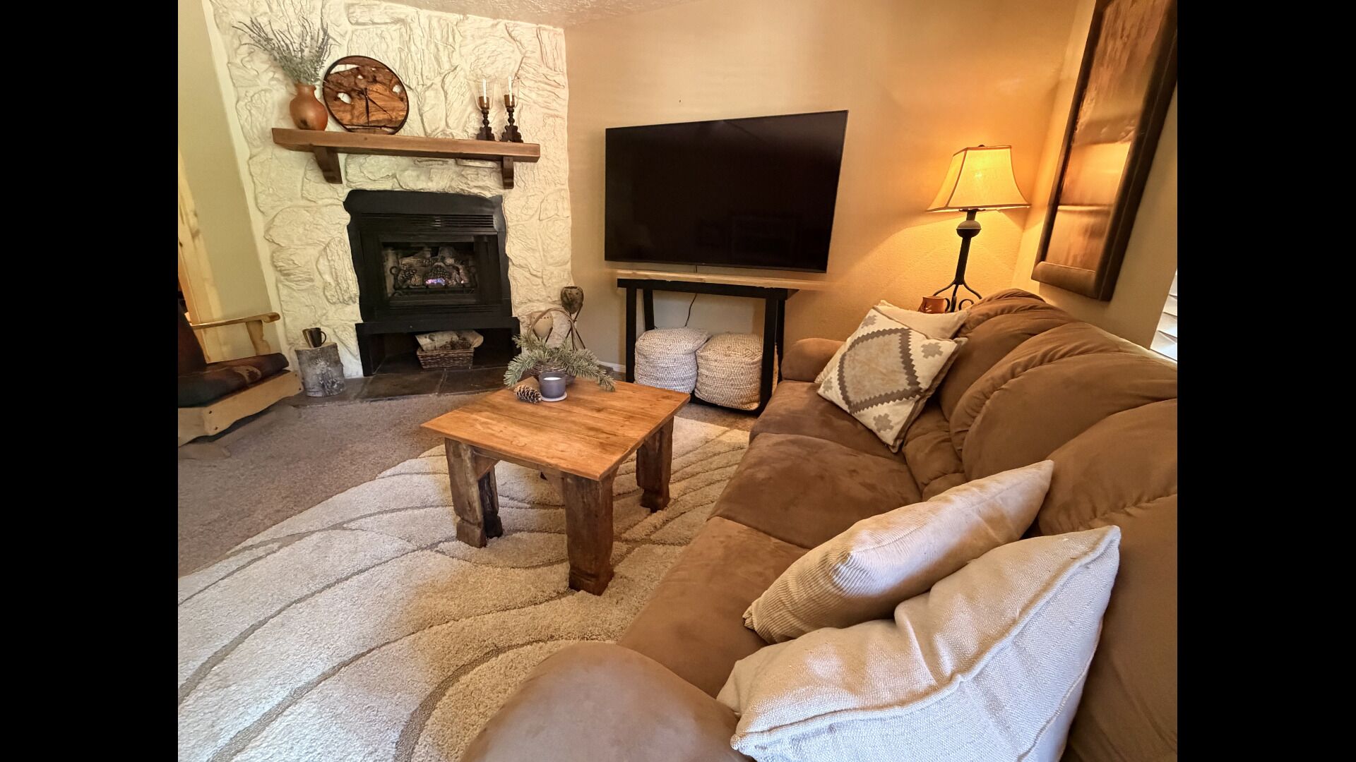 TV, fireplace, DVD player