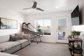 TV, video games, DVD player, ping pong