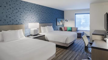 Room, 2 Queen Beds | In-room safe, desk, laptop workspace, blackout drapes
