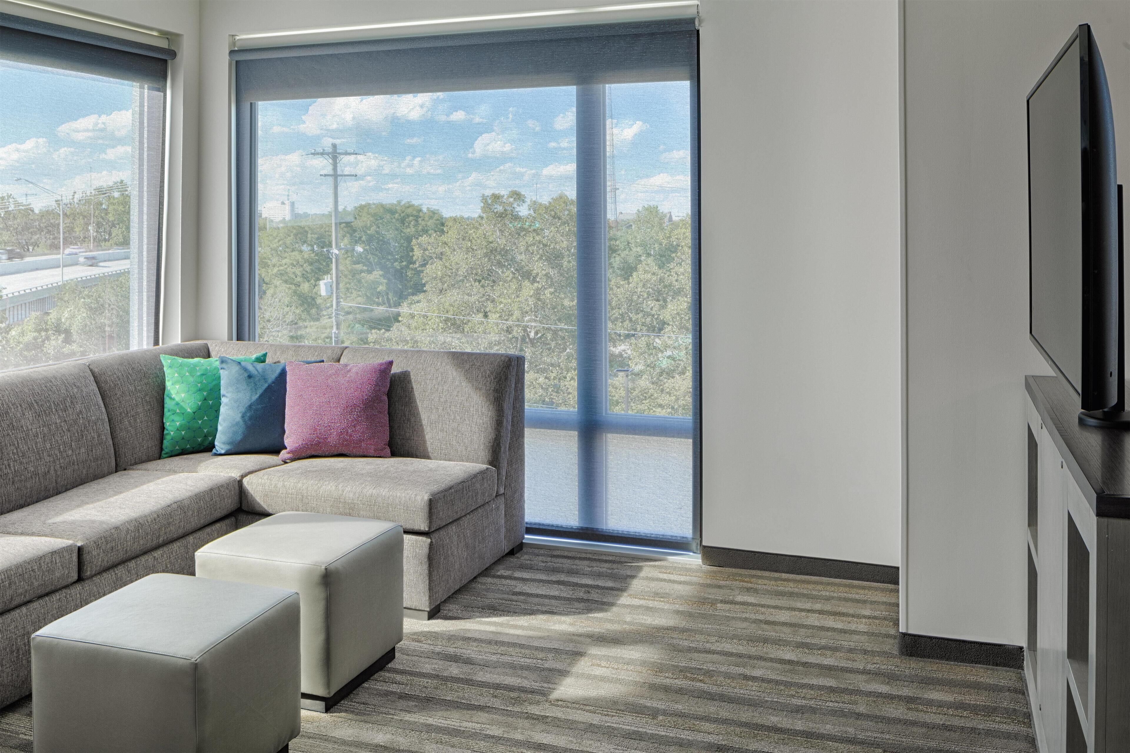 In-room safe, desk, laptop workspace, blackout drapes