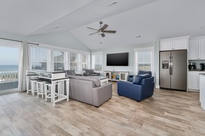 Flat-screen TV - 5450- Wench's Pad 3, Spacious Oceanfront Nags Head Home with Private Pool! (Nags Head)