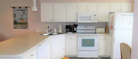 Fridge, microwave, dishwasher, blender