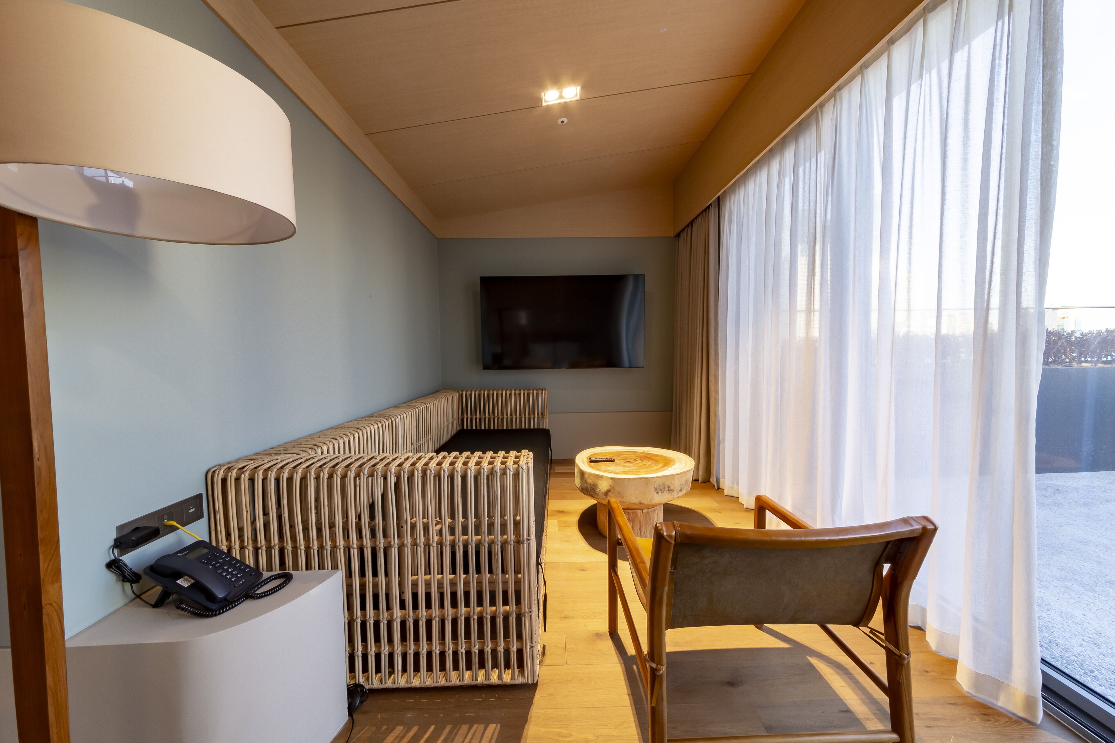 dinning terrace suite | living area | 55-inch smart tv with cable channels, tv, heated floors