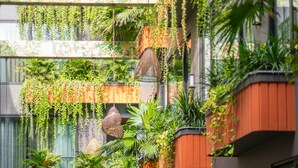 A multi-level building with balconies adorned with various plants and hanging baskets. - Chi House Danang (Da Nang)