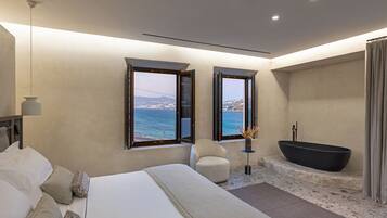 APEIRON Suite with Private Pool and Sea View | Minibar, in-room safe, blackout curtains, soundproofing