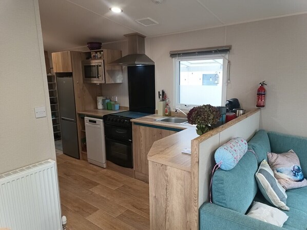 Fridge, microwave, oven, dishwasher