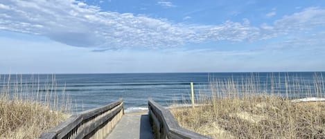 Beach nearby, sun loungers
