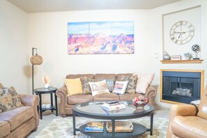 TV, fireplace, offices