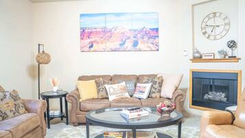 TV, fireplace, offices