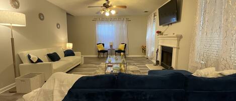 Smart TV, fireplace, printers