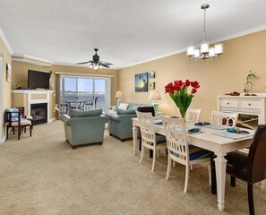 Fireplace, DVD player