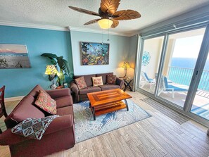 TV, DVD player - Spacious Beach Front Condo W/ Oversized Gulf Front Balcony, Free Beach Chairs (Panama City Beach)