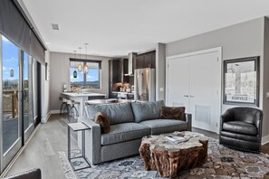 Smart TV, fireplace, stereo