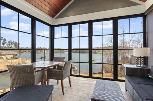 New! Lakefront with Views from Every Window - With Dock, Fire Pit, BBQ, Kayaks