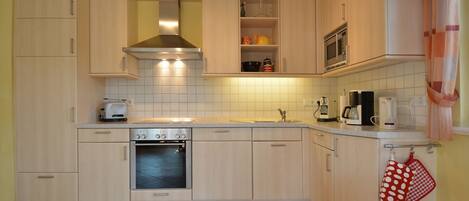Fridge, microwave, oven, dishwasher