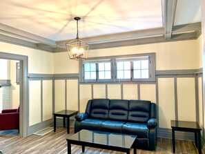 Classic House | Living area | 50-inch LCD TV with cable channels, TV - The Aquarium Chateau - With Private Yard & Parking, Near Falls, Casino by Niagara Hospitality (Niagara Falls)