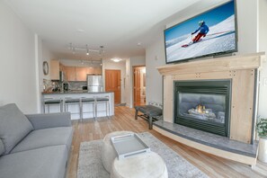 TV, fireplace