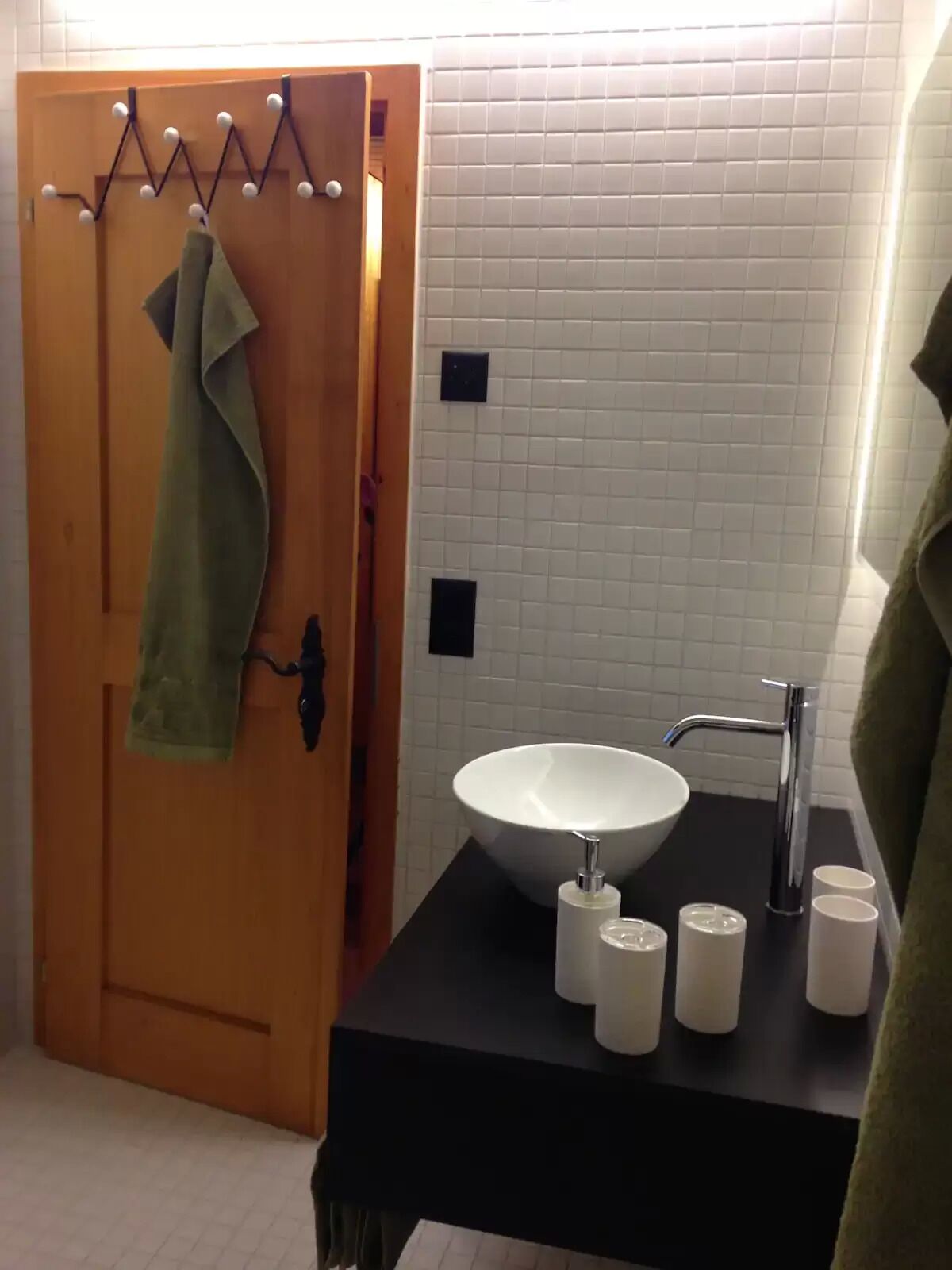 Shower, hair dryer, towels, toilet paper