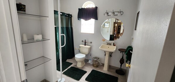 Towels, soap, shampoo, toilet paper