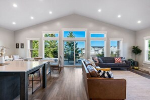 Smart TV, fireplace, video games, DVD player