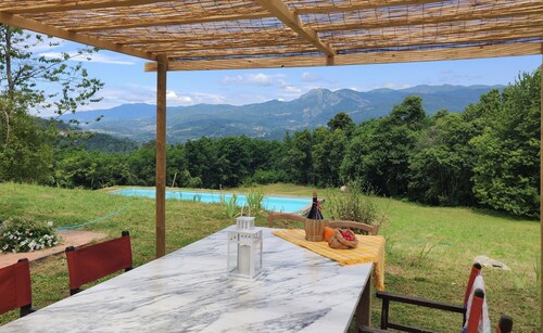 Villa Iris with private pool, 4 bedrooms, panoramic view, walk to restaurant