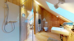 Dusche, Handtücher, Seife, Toilettenpapier
