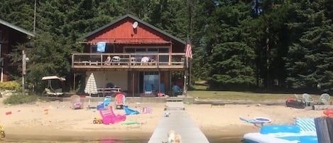On the beach, sun-loungers, beach towels
