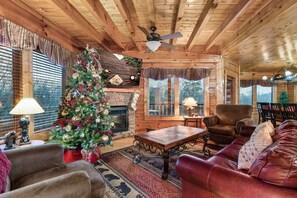 Smart TV, fireplace, video games, video library