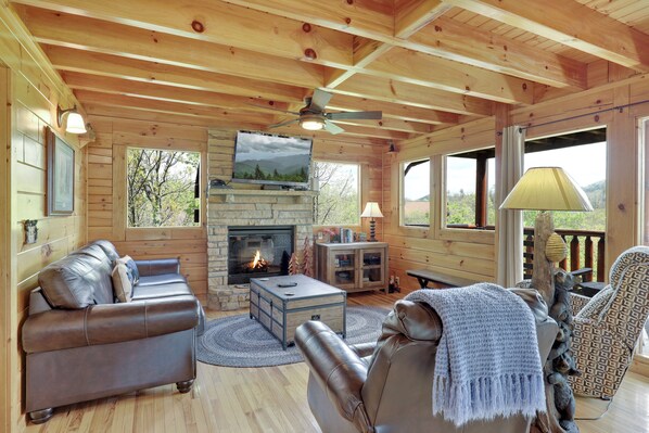 TV, fireplace, video games