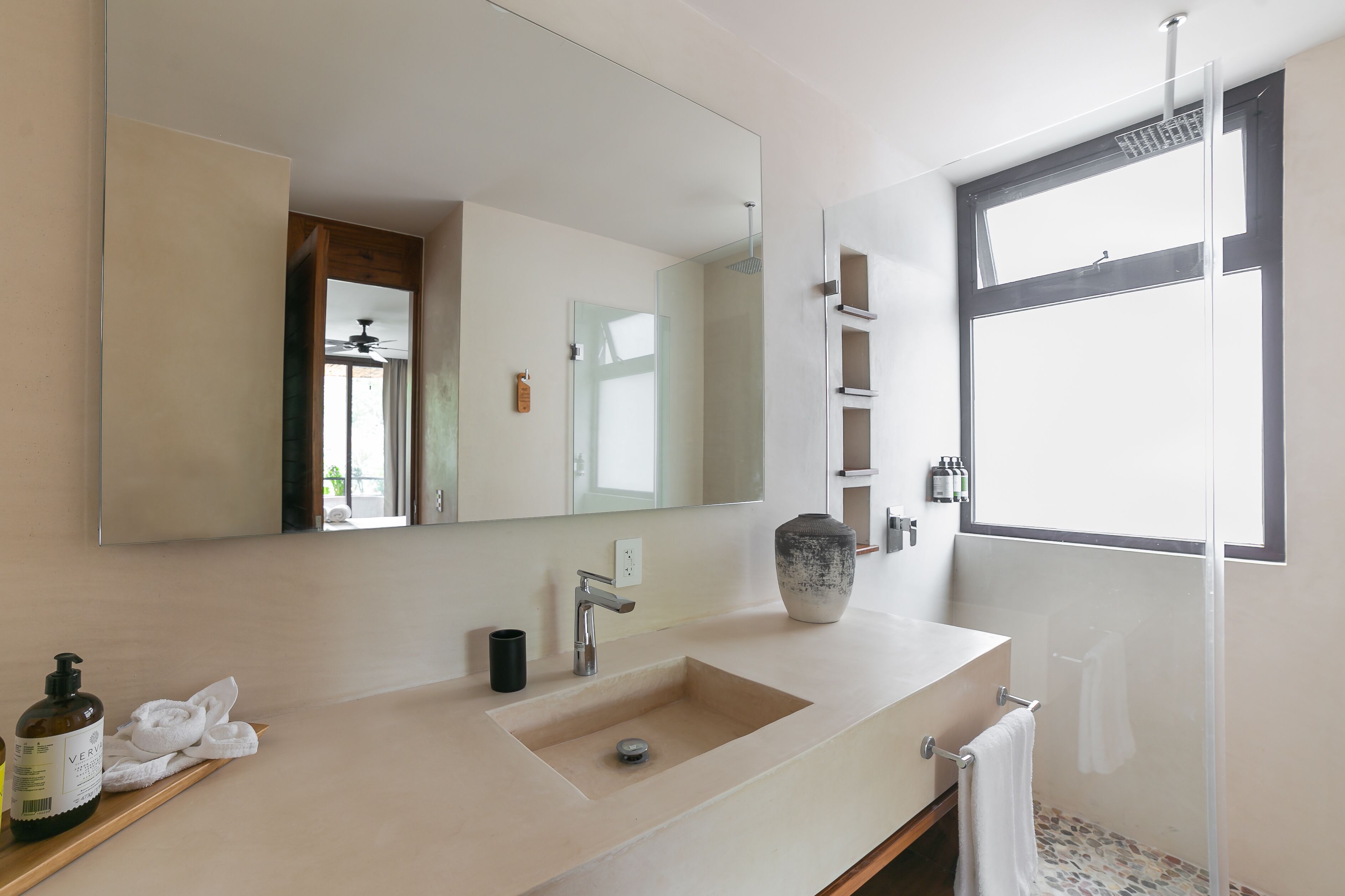 standard apartment, 1 king bed with sofa bed | bathroom | shower, rainfall showerhead, free toiletries, hair dryer